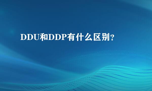 DDU和DDP有什么区别？