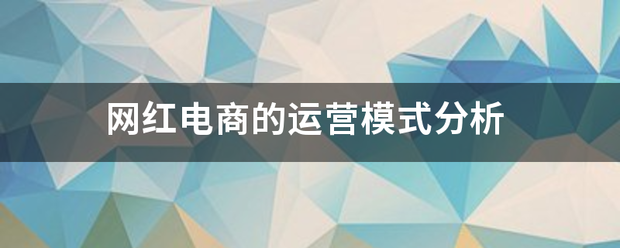 网红电商的运营模式分析