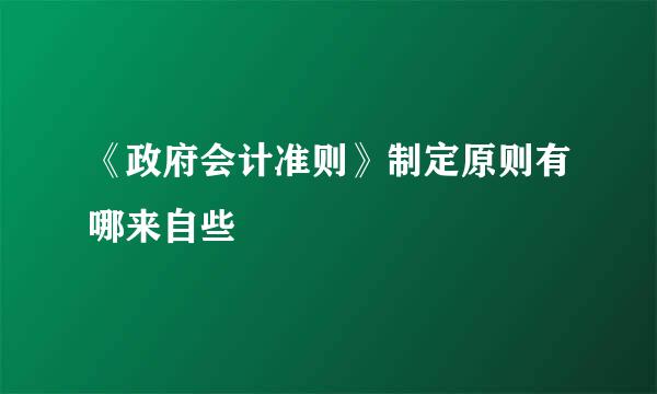 《政府会计准则》制定原则有哪来自些