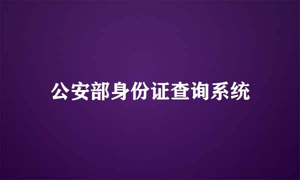 公安部身份证查询系统