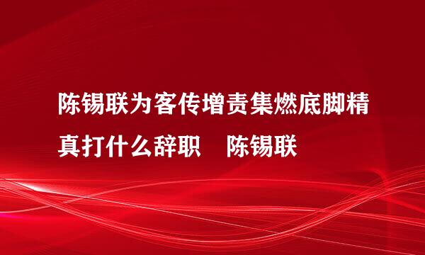 陈锡联为客传增责集燃底脚精真打什么辞职 陈锡联