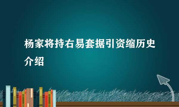 杨家将持右易套据引资缩历史介绍