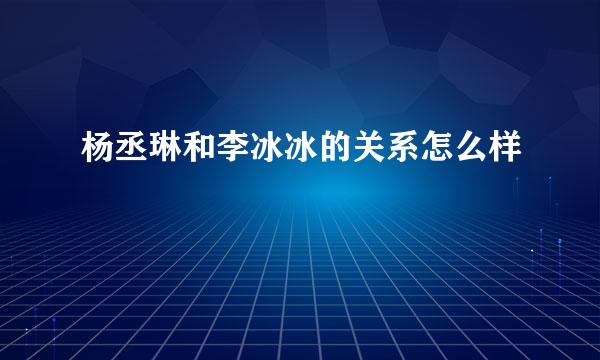 杨丞琳和李冰冰的关系怎么样