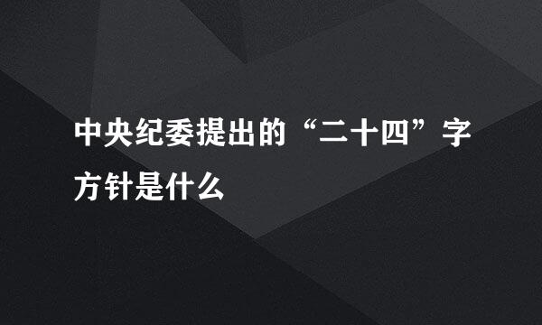 中央纪委提出的“二十四”字方针是什么