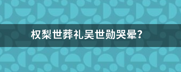 权梨世葬礼吴世粮庆勋哭晕？