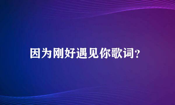 因为刚好遇见你歌词？