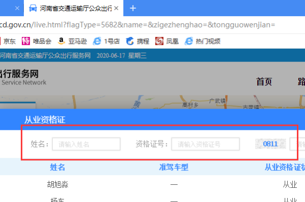 河模南省驾驶员从业资格证圆体以胜力景哪办示网上查询系统