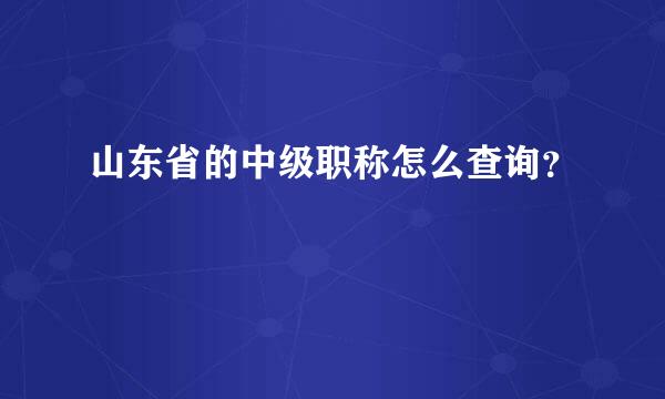 山东省的中级职称怎么查询？