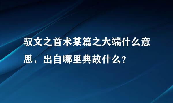 驭文之首术某篇之大端什么意思，出自哪里典故什么？