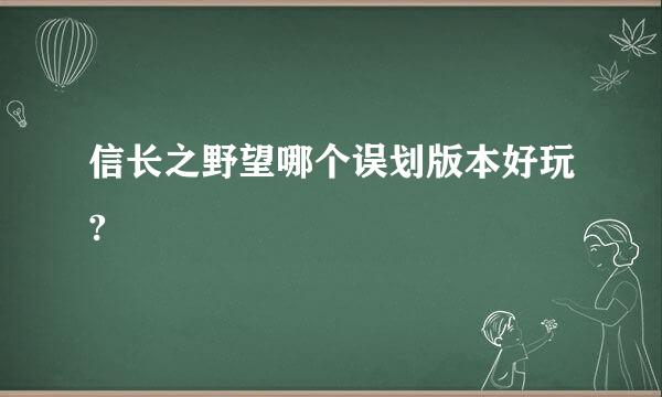 信长之野望哪个误划版本好玩?