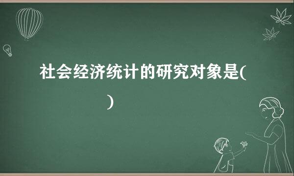 社会经济统计的研究对象是(    )