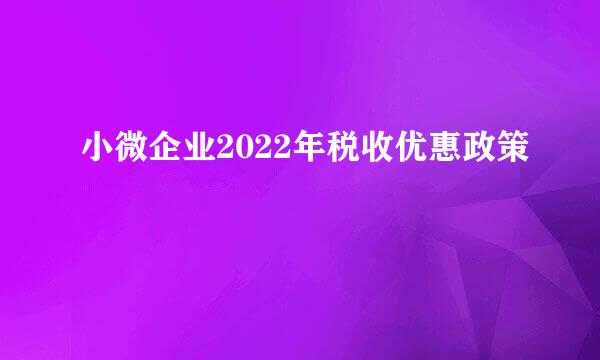 小微企业2022年税收优惠政策