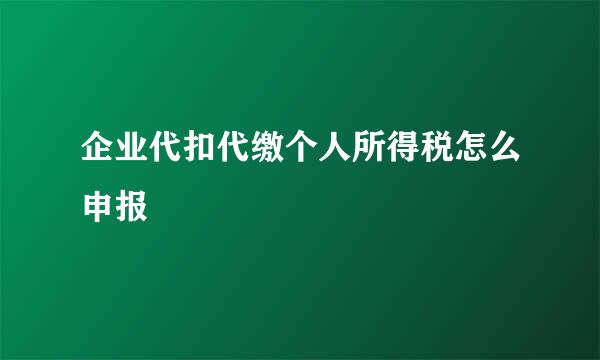 企业代扣代缴个人所得税怎么申报