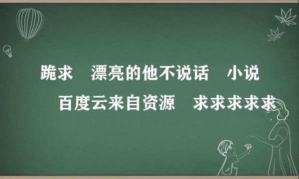 跪求 漂亮的他不说话 小说 百度云来自资源 求求求求求