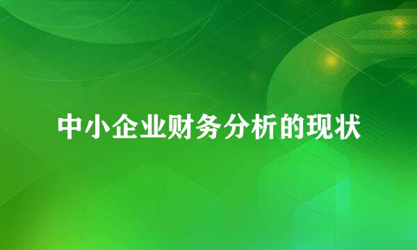 中小企业财务分析的现状