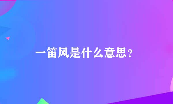 一笛风是什么意思？