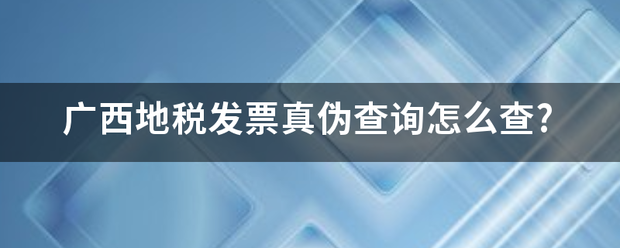 广西地税发票来自真伪查询怎么查?