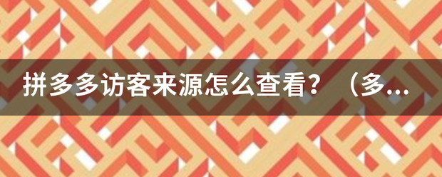 拼多多访客来源怎么查看？（多多情报通）