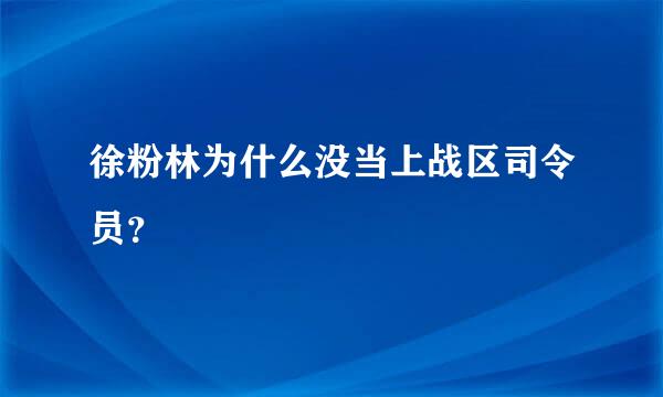 徐粉林为什么没当上战区司令员？