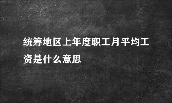 统筹地区上年度职工月平均工资是什么意思