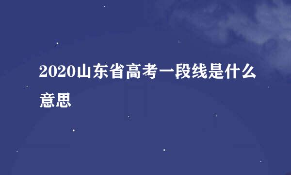 2020山东省高考一段线是什么意思