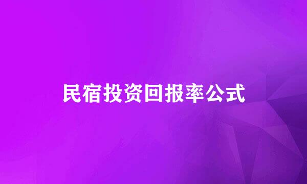 民宿投资回报率公式