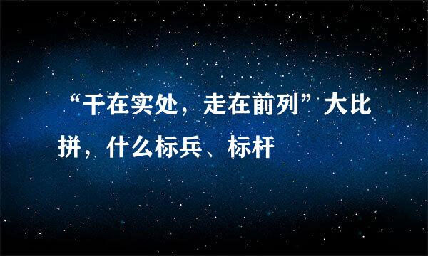 “干在实处，走在前列”大比拼，什么标兵、标杆