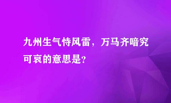 九州生气恃风雷，万马齐喑究可哀的意思是？