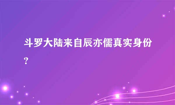 斗罗大陆来自辰亦儒真实身份？