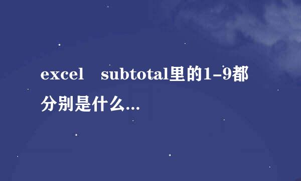 excel subtotal里的1-9都分别是什么 怎么用？