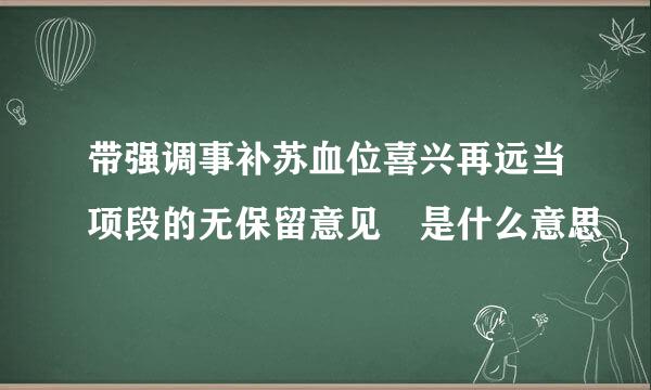 带强调事补苏血位喜兴再远当项段的无保留意见 是什么意思