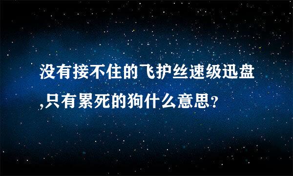 没有接不住的飞护丝速级迅盘,只有累死的狗什么意思？