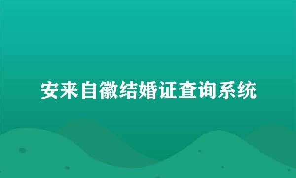 安来自徽结婚证查询系统