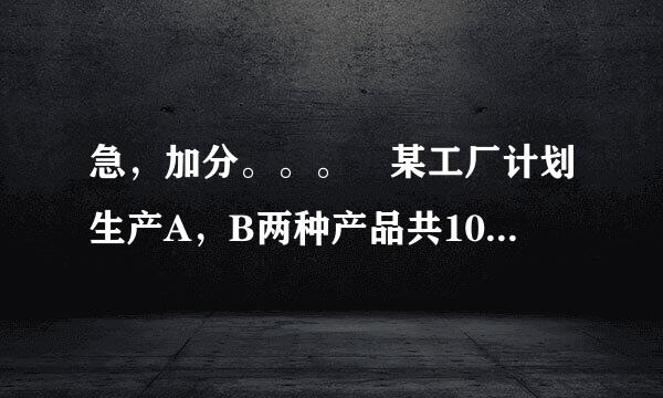 急，加分。。。 某工厂计划生产A，B两种产品共10件，其生产成本和利润如下表：