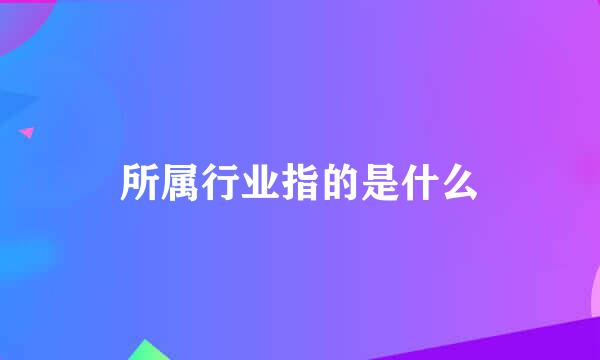 所属行业指的是什么