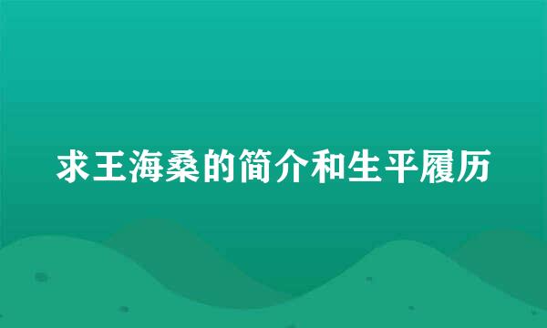 求王海桑的简介和生平履历