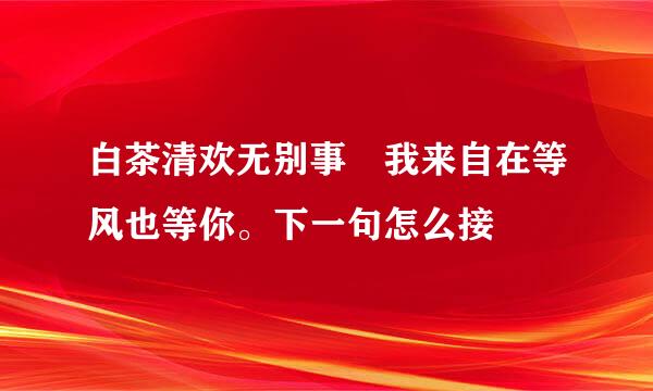 白茶清欢无别事 我来自在等风也等你。下一句怎么接