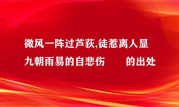 微风一阵过芦荻,徒惹离人显九朝雨易的自悲伤  的出处