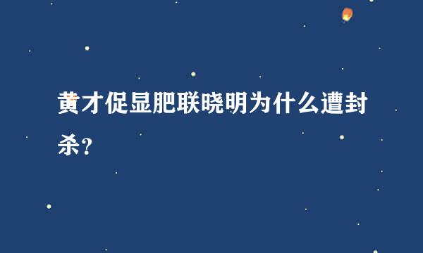 黄才促显肥联晓明为什么遭封杀？