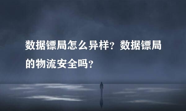 数据镖局怎么异样？数据镖局的物流安全吗？