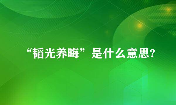 “韬光养晦”是什么意思?