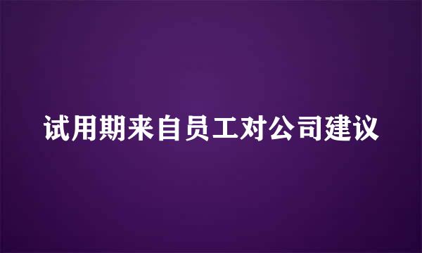 试用期来自员工对公司建议