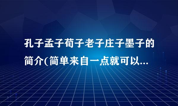 孔子孟子荀子老子庄子墨子的简介(简单来自一点就可以，不要太多)和他们各自的主张