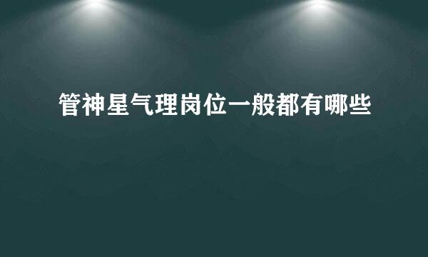 管神星气理岗位一般都有哪些