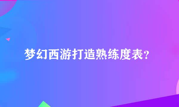 梦幻西游打造熟练度表？