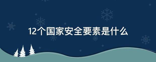 12个国家安全要素是什么