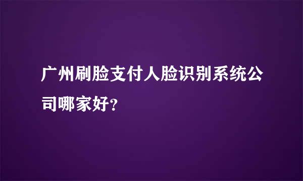 广州刷脸支付人脸识别系统公司哪家好？