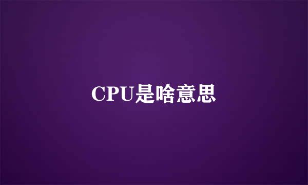 CPU是啥意思