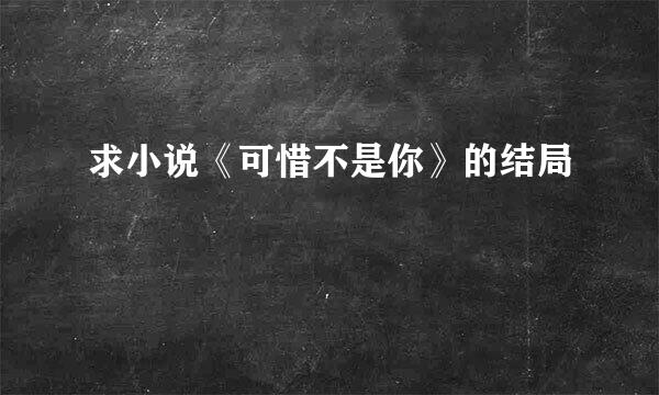 求小说《可惜不是你》的结局