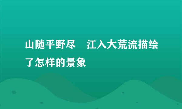 山随平野尽 江入大荒流描绘了怎样的景象